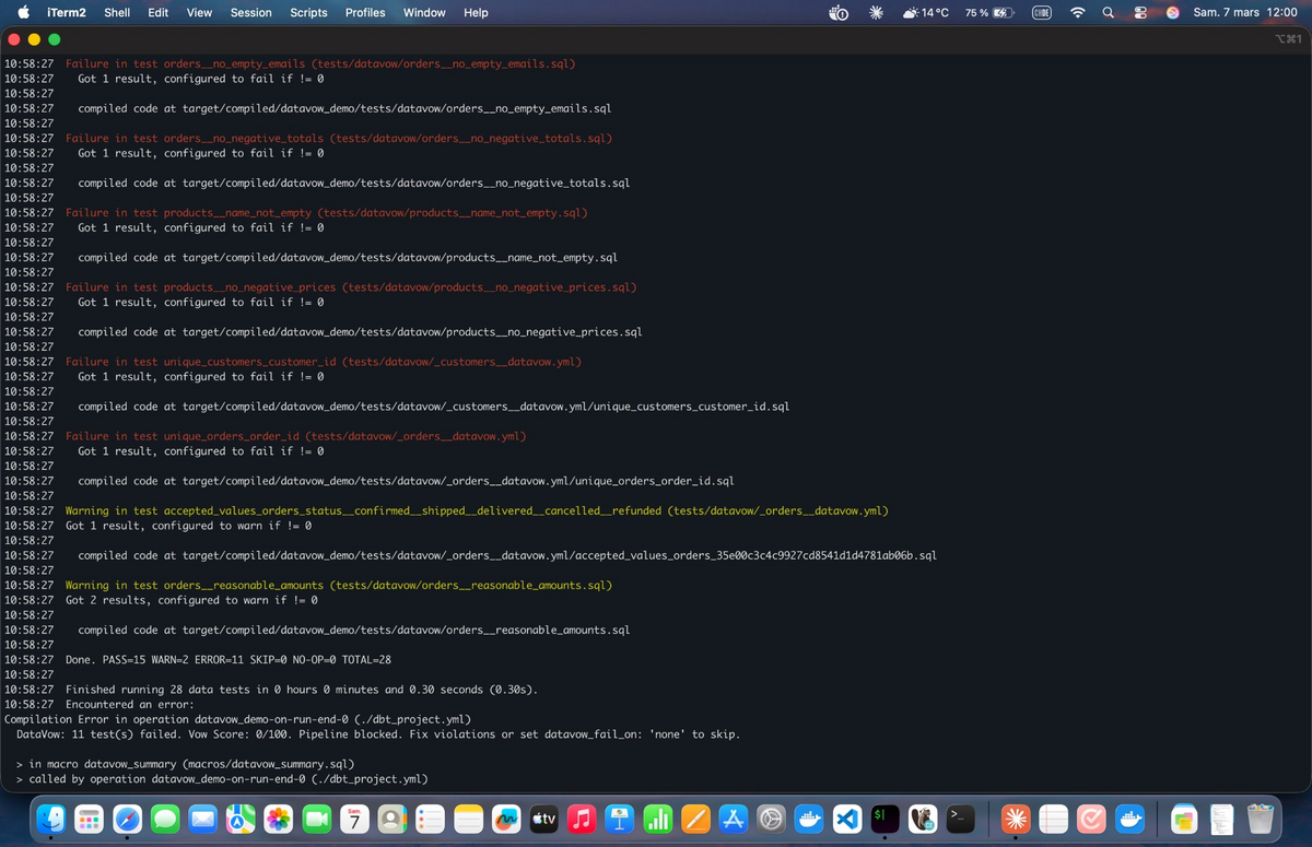 DataVow pipeline blocked